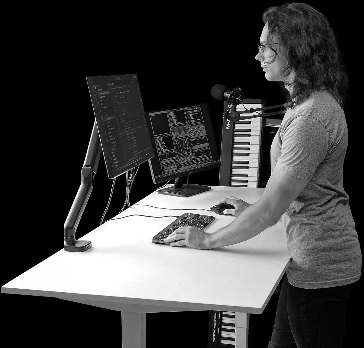 Vladyslav works at a standing desk